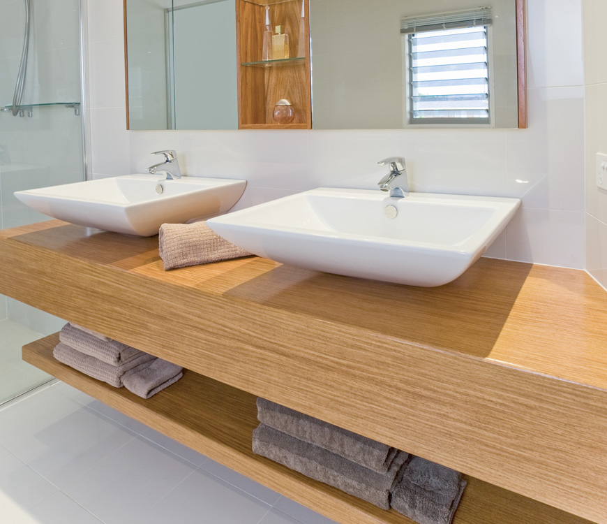 Contour Cabinets Bathroom Designs, Wooden Vanity Benchtops